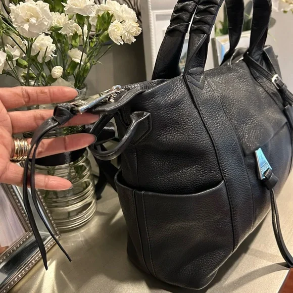 Black Pebbled Leather Top-Handle Tote - Picture 5 of 14